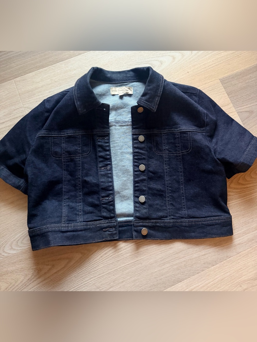Dark Blue Denim crop Jacket - Unbranded